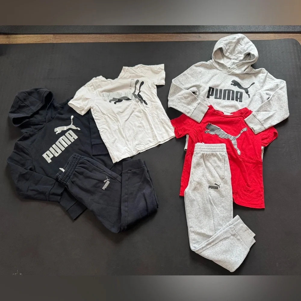 Puma Kids' Hoodie and Tee Collection in Red, Gray, and Black - Picture 1 of 1
